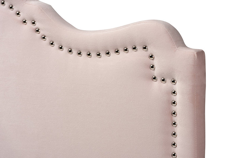 Carlyn Light Pink Velvet Fabric Upholstered Queen Size Headboard Baxton