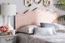 Carlyn Light Pink Velvet Fabric Upholstered Queen Size Headboard Baxton