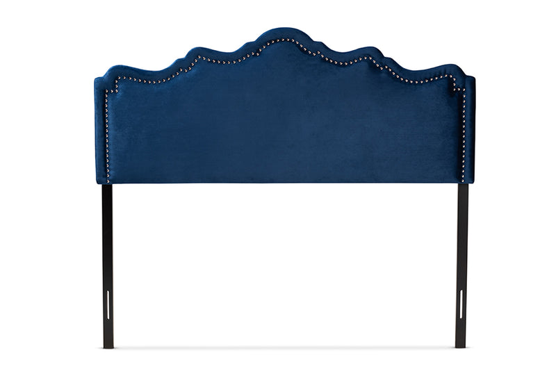 Carlyn Modern and Contemporary Royal Blue Velvet Fabric Upholstered Queen Size Headboard