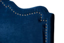 Carlyn Royal Blue Velvet Fabric Upholstered Queen Size Headboard Baxton