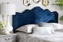 Carlyn Royal Blue Velvet Fabric Upholstered Queen Size Headboard Baxton