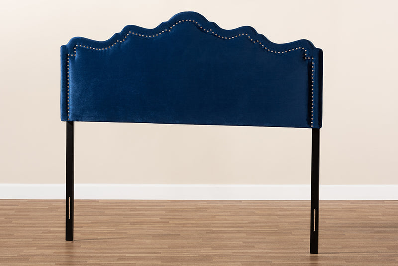 Carlyn Modern and Contemporary Royal Blue Velvet Fabric Upholstered Queen Size Headboard