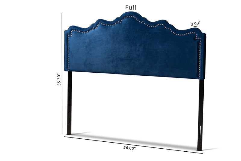 Carlyn Modern and Contemporary Royal Blue Velvet Fabric Upholstered Queen Size Headboard