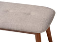 Elara II Light Gray Fabric Upholstered Medium Oak Dining Bench Baxton