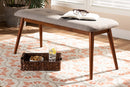 Elara II Light Gray Fabric Upholstered Medium Oak Dining Bench Baxton