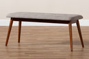 Elara II Light Gray Fabric Upholstered Medium Oak Dining Bench Baxton