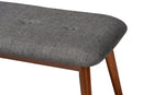 Elara II Dark Gray Fabric Upholstered Medium Oak Dining Bench Baxton