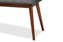 Elara II Dark Gray Fabric Upholstered Medium Oak Dining Bench Baxton