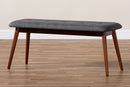 Elara II Dark Gray Fabric Upholstered Medium Oak Dining Bench Baxton