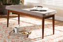 Nahla Light Gray Fabric Upholstered Medium Oak Dining Bench Baxton