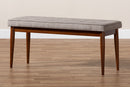 Nahla Light Gray Fabric Upholstered Medium Oak Dining Bench Baxton
