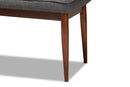 Nahla Dark Gray Fabric Upholstered Medium Oak Dining Bench Baxton