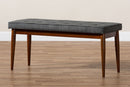 Nahla Dark Gray Fabric Upholstered Medium Oak Dining Bench Baxton