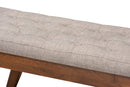 Payton Light Gray Fabric Upholstered Wood Dining Bench Baxton