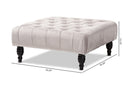 Delaire Gray Velvet Fabric Upholstered Button Tufted Cocktail Ottoman Baxton