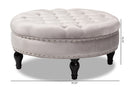 Jeane Gray Velvet Fabric Upholstered Button Tufted Cocktail Ottoman Baxton