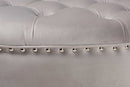 Neah Light Gray Velvet Fabric Upholstered Tufted Cocktail Ottoman Baxton