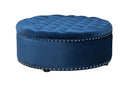 Neah Royal Blue Velvet Fabric Upholstered Tufted Cocktail Ottoman Baxton