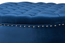 Neah Royal Blue Velvet Fabric Upholstered Tufted Cocktail Ottoman Baxton