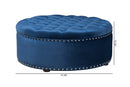 Neah Royal Blue Velvet Fabric Upholstered Tufted Cocktail Ottoman Baxton