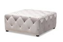 Diella Slate Gray Velvet Fabric Upholstered Button-Tufted Cocktail Ottoman Baxton