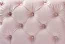Gates Light Pink Velvet Fabric Upholstered Gold Finished Button Tufted Ottoman Baxton