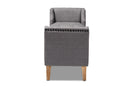 Cladine Gray Linen Fabric Upholstered Oak Brown Bench Baxton