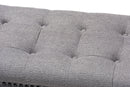 Cladine Gray Linen Fabric Upholstered Oak Brown Bench Baxton