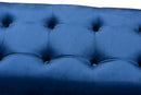 Cladine Royal Blue Velvet Fabric Upholstered Espresso Bench Baxton