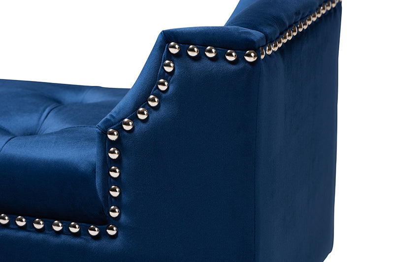 Cladine Modern and Contemporary Royal Blue Velvet Fabric Upholstered Espresso Finished Wood Bench