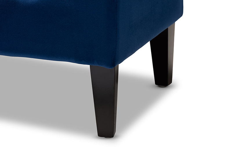 Cladine Modern and Contemporary Royal Blue Velvet Fabric Upholstered Espresso Finished Wood Bench