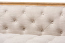 Colette Beige Linen Fabric Upholstered and White-Washed Oak Wood Sofa Baxton