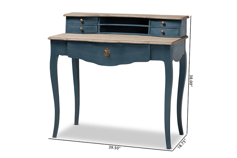 Adora French Provincial Blue Spruce Finished Wood Accent Writing Desk