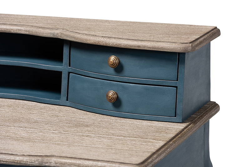 Adora French Provincial Blue Spruce Finished Wood Accent Writing Desk