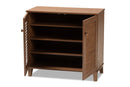 Theo Walnut Finished 4-Shelf Wood Shoe Storage Cabinet Baxton