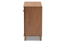 Theo Walnut Finished 4-Shelf Wood Shoe Storage Cabinet Baxton