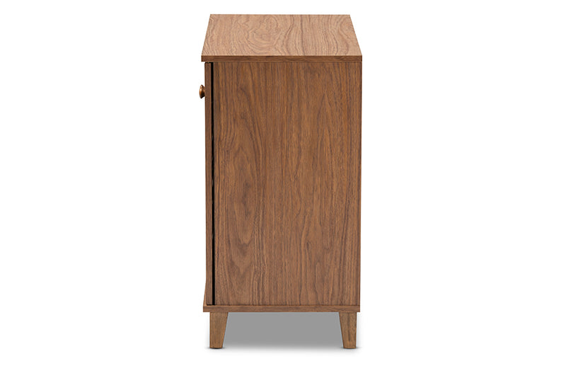 Theo Modern and Contemporary Walnut Finished 4-Shelf Wood Shoe Storage Cabinet