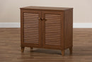 Theo Walnut Finished 4-Shelf Wood Shoe Storage Cabinet Baxton