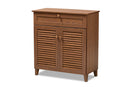 Theo Walnut Finished 4-Shelf Wood Shoe Storage Cabinet w/Drawer Baxton