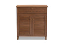 Theo Walnut Finished 4-Shelf Wood Shoe Storage Cabinet w/Drawer Baxton