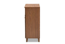 Theo Walnut Finished 4-Shelf Wood Shoe Storage Cabinet w/Drawer Baxton