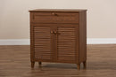 Theo Walnut Finished 4-Shelf Wood Shoe Storage Cabinet w/Drawer Baxton
