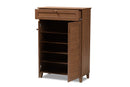 Theo Walnut Finished 5-Shelf Wood Shoe Storage Cabinet w/Drawer Baxton