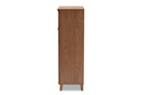 Theo Walnut Finished 5-Shelf Wood Shoe Storage Cabinet w/Drawer Baxton