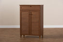 Theo Walnut Finished 5-Shelf Wood Shoe Storage Cabinet w/Drawer Baxton
