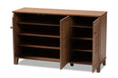 Theo Walnut Finished 8-Shelf Wood Shoe Storage Cabinet Baxton
