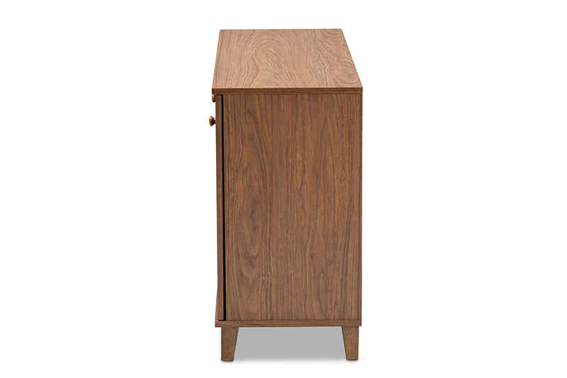 Theo Modern and Contemporary Walnut Finished 8-Shelf Wood Shoe Storage Cabinet