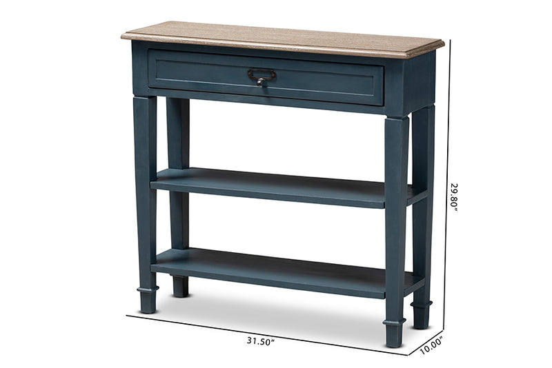 Cintia French Provincial Blue Spruce Fiinished Wood Accent Console Table