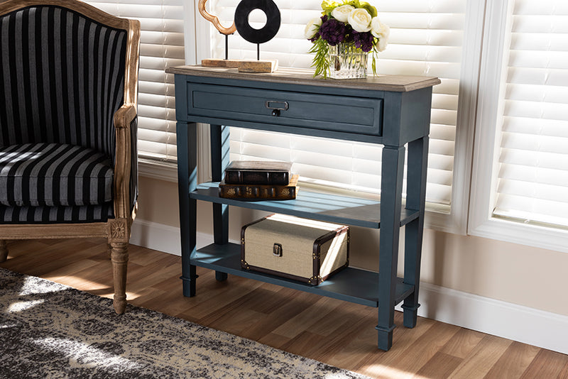 Cintia French Provincial Blue Spruce Fiinished Wood Accent Console Table