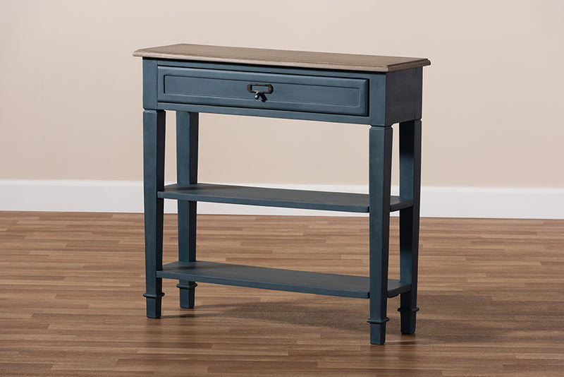 Cintia French Provincial Blue Spruce Fiinished Wood Accent Console Table